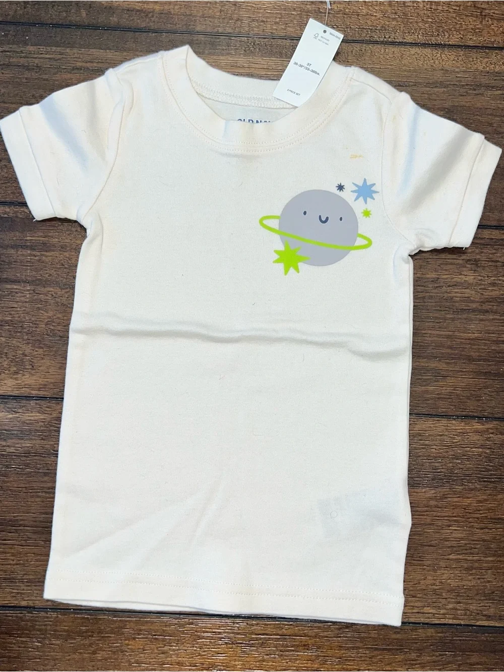 Baby Space Planet Pajama Set - White with Blue & Lime Stars